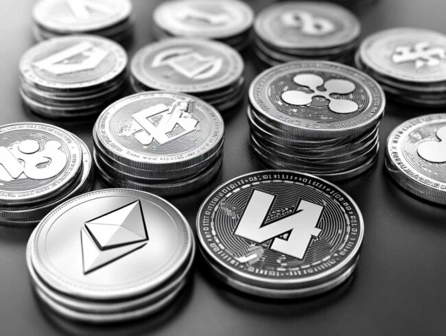 pièces avec logo des differentes cryptomonnaies